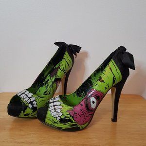Iron Fist green zombie peep toe stomper pump Halloween